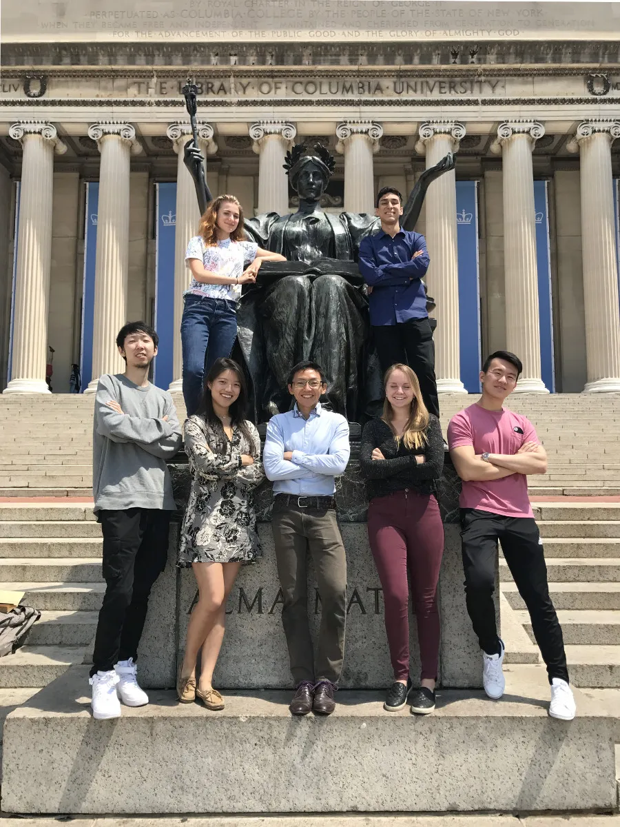 Group photo - Summer '17: (top, from left) Natalie, Amar, (bottom, from left) Xi, Jocelyn, Yip, Kelly, and David